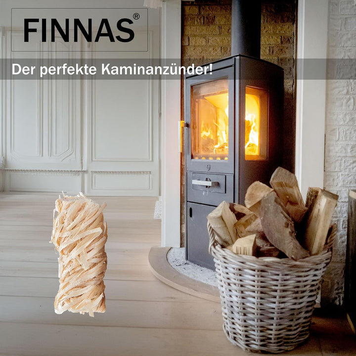 FINNAS 2,5 kg Holzwolle Premium Anzündwolle Anzünder Kaminanzünder 200 Stück Grillanzünder Öko Ofena