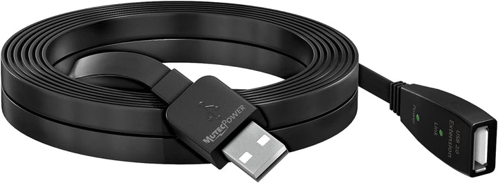 MutecPower 10 m FLACHES USB 2.0 Kabel Stecker auf Buchse mit Verlängerung Chipsatz - aktives USB-Ver