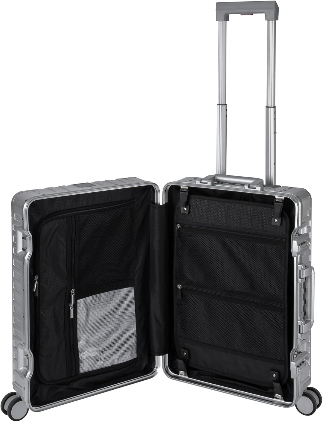 Travelhouse 100% Aluminium Handgepäck Koffer Tokyo 55cm- Mit 2X TSA und 4 Silent Move Doppelrollen V