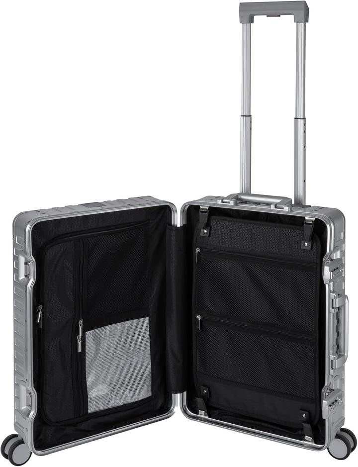 Travelhouse 100% Aluminium Handgepäck Koffer Tokyo 55cm- Mit 2X TSA und 4 Silent Move Doppelrollen V