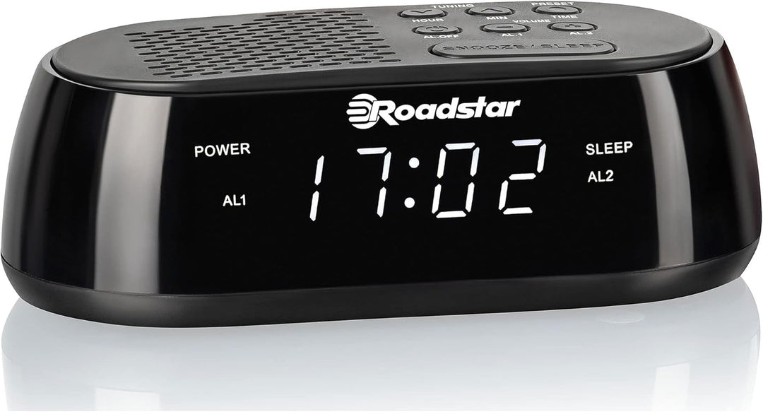 Roadstar CLR-2477 Radiowecker, Digitaler Radio PLL-FM, Zwei Weckzeiten und Schlaf Timer, USB-Anschlu