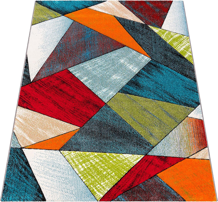 Paco Home Teppich Wohnzimmer Kinderzimmer Bunt Kurzflor Moderne 3D Optik Kariert Geometrische Muster