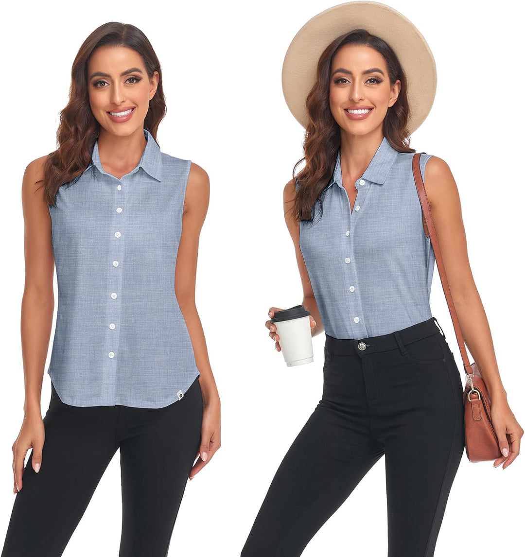 Soneven Bluse Damen Elegant Sport Tank Top mit Kragen Damen Ärmellos Poloshirt Golf Polo Sommer Ober