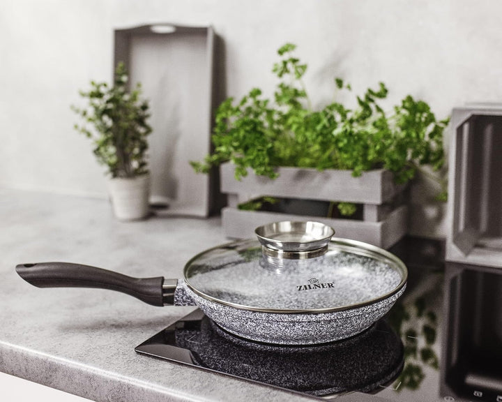 Töpfe &amp; Pfannen Set, 17-teilig, Marmor- &amp; Keramikbeschichtung, Grau