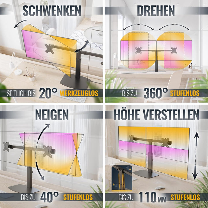 RICOO Monitor Halterung Tisch Gasdruckfeder für 17-34 Zoll, VESA Tischhalterung, Monitorarm TS4111,