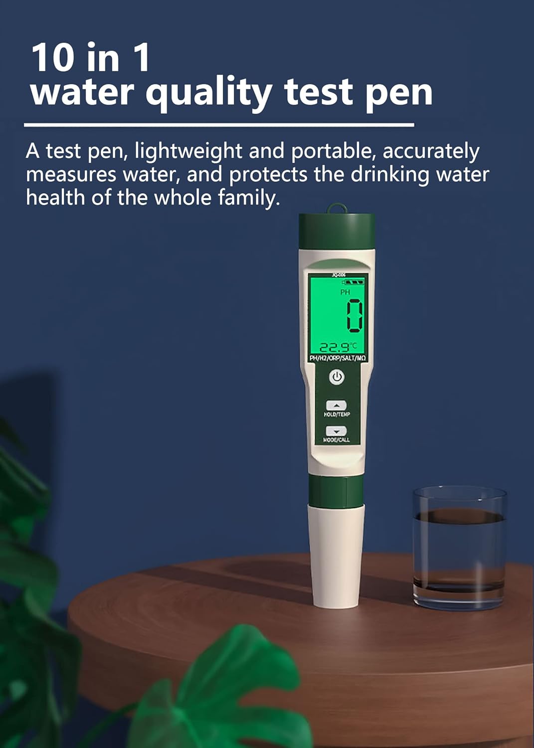 WANGCL 10-in-1 LCD-Digital-Messgerät, Bodentestgerät für Garten, PH/TDS/EC/Salzgehalt, Redox/H2, was