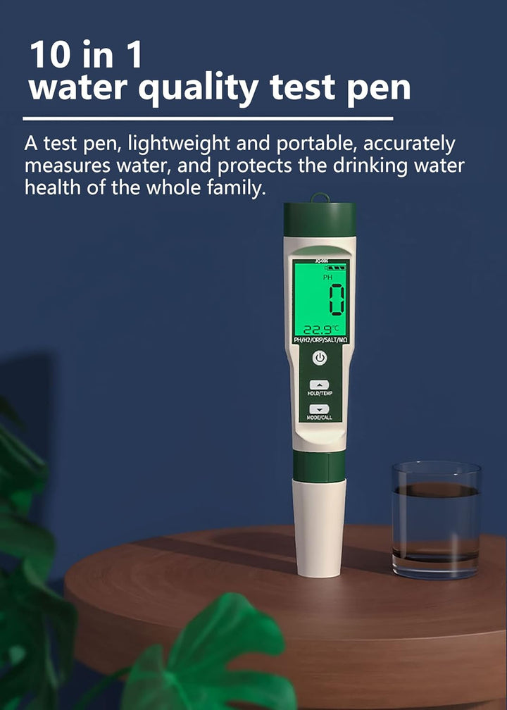 WANGCL 10-in-1 LCD-Digital-Messgerät, Bodentestgerät für Garten, PH/TDS/EC/Salzgehalt, Redox/H2, was
