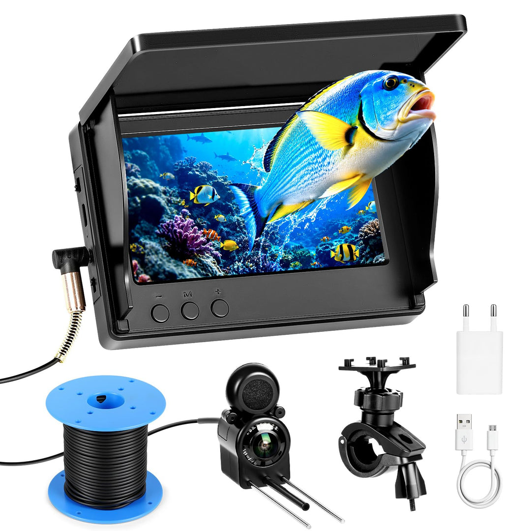 4.3'' IPS Display Fischfinder Unterwasserkamera für Angeln mit 30m Kabel, IR-Nachtsicht & Weitwinkel