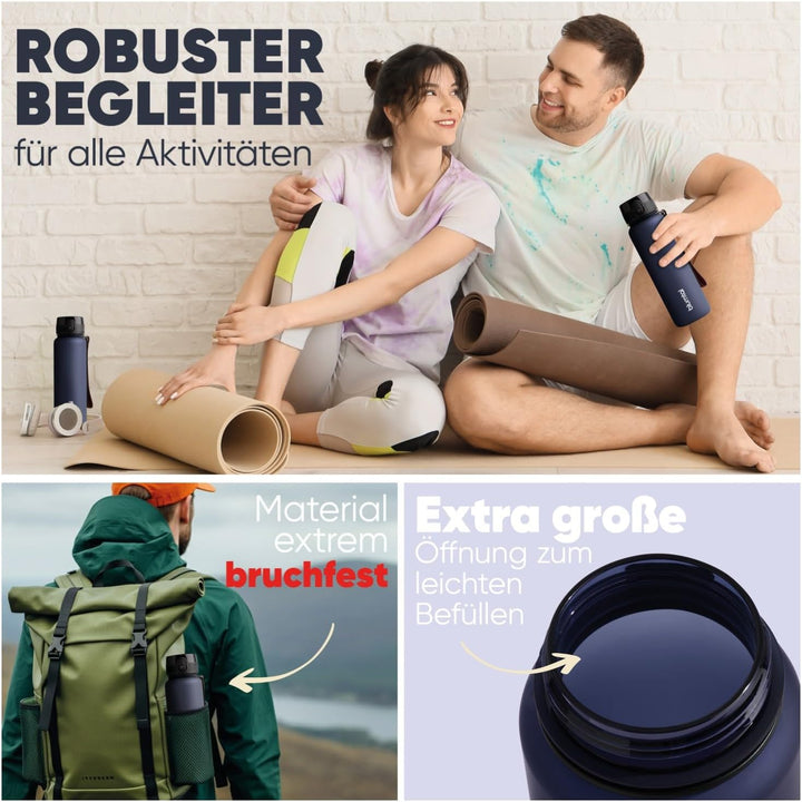 Blumtal Premium Trinkflasche 1l - bruchsichere &amp; auslaufsichere Trinkflasche gross Sport &amp; Outdoor -