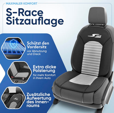 Car Comfort 11652 Autositzaufleger, Sitzaufleger S-Race in anthrazit / Schwarz, Anthrazit