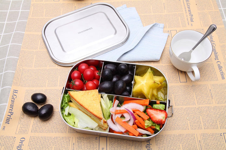 G.a HOMEFAVOR Edelstahl Brotdose Metall Lunchbox mit 5 Fächern 1400ml Auslaufsichere Bento Box Gross