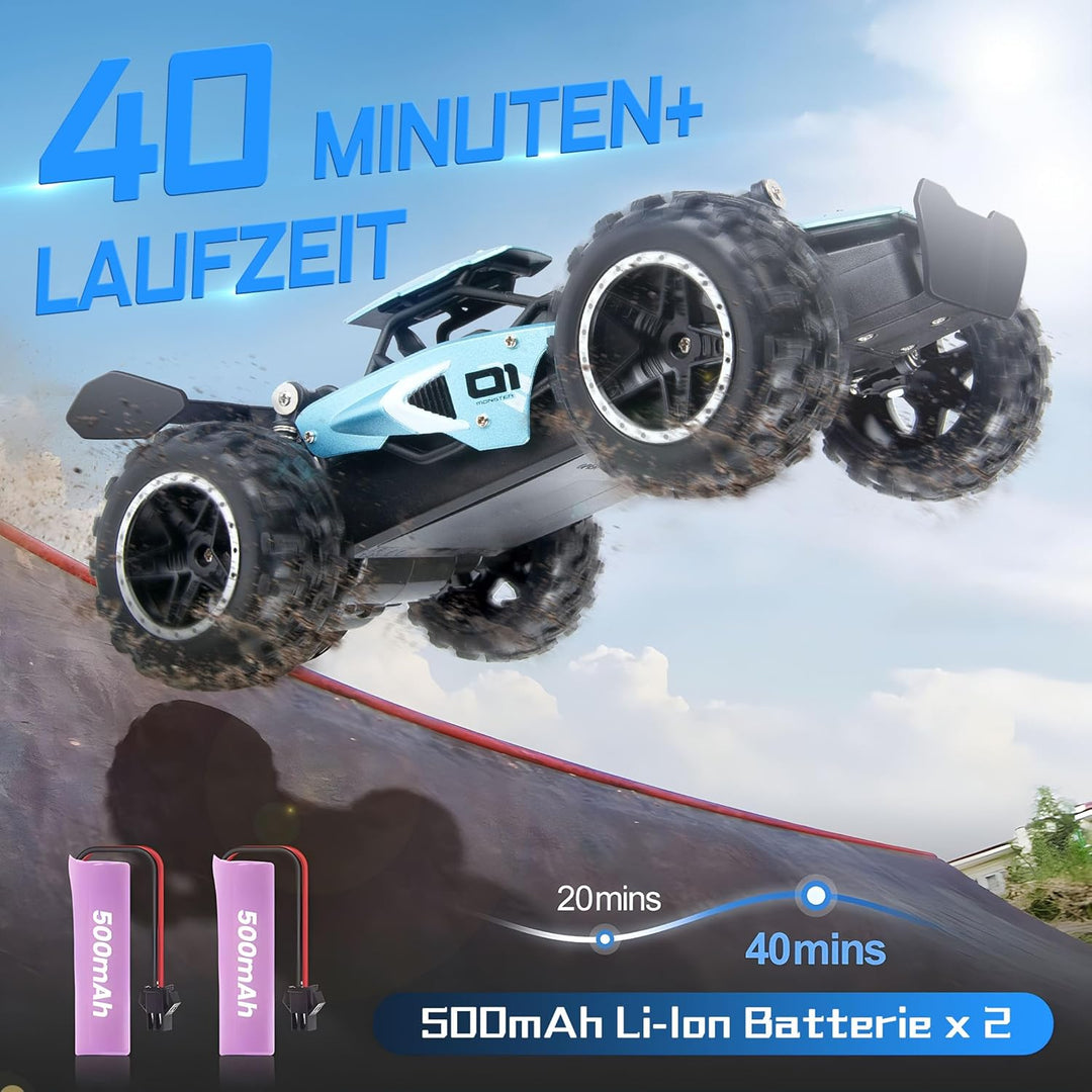 Pmgud Ferngesteuertes Auto, 2,4 GHz 1:18 Proportional 2WD 20+ km/h Hobby Offroad Monster RC Truck, w