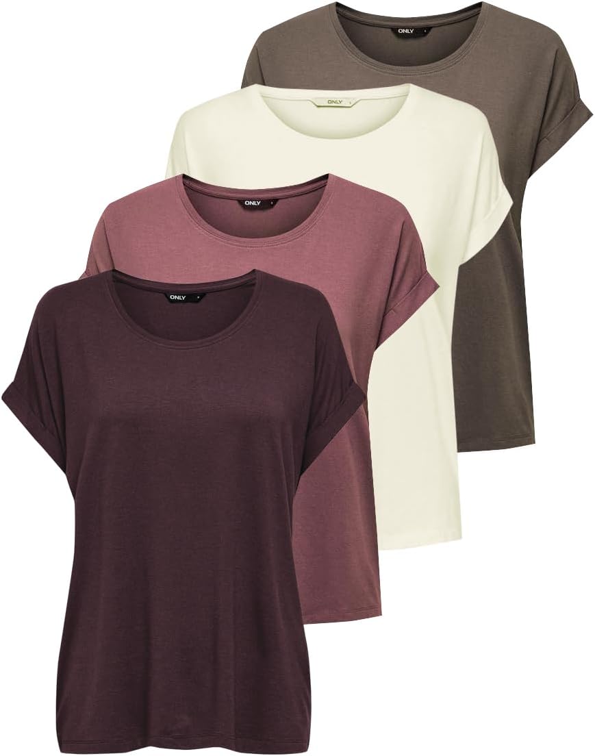 ONLY Female Top ONLMOSTER Top 4er Pack (Caribou, Winetasting, Rose Brown, Pumice Stone) XS, 4er Pack