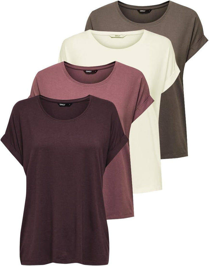ONLY Female Top ONLMOSTER Top 4er Pack (Caribou, Winetasting, Rose Brown, Pumice Stone) XS, 4er Pack