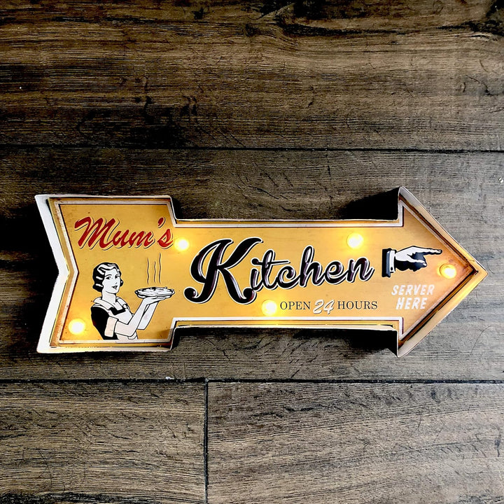 DiiliHiiri Retro-Schild, beleuchtet, Café, Vintage Metallschild, Handwerk, Zubehör für Zuhause (Mom&