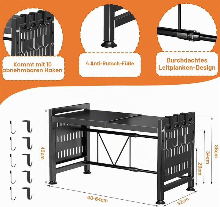 UCAMP Erweiterbares Mikrowellen Regal,Mikrowellenhalter Mikrowellenständer Organizer für Küchenarbei
