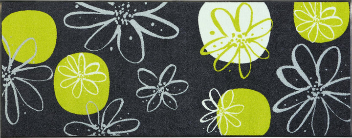 Erwin Müller Fussmatte Koblenz, Schmutzfangmatte, Fussabtreter rutschhemmend, Blumenmotiv grau/grün
