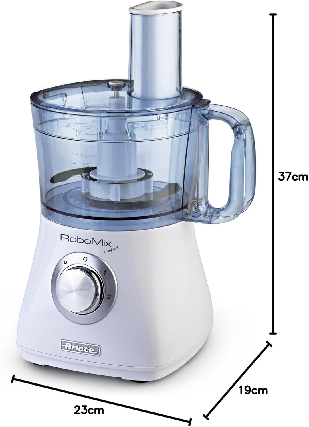 Ariete 1769 Robomix Compact, Küchenroboter, 500 W, 2 Geschwindigkeiten + Pulse, 2 L, Weiss, Robomix