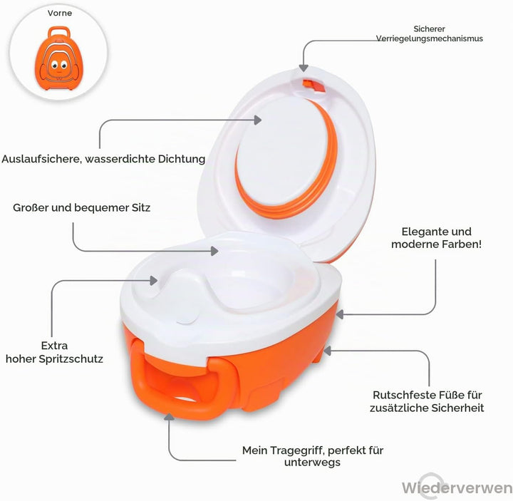 My Carry Potty - Clownfish Reise-Töpfchen, preisgekrönter tragbarer Kleinkind-Toilettensitz für Kind