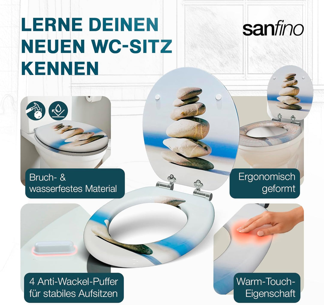 Premium WC Sitz mit Absenkautomatik – hochwertige Toilettendeckel aus Holz, viele bunte Motive, hohe