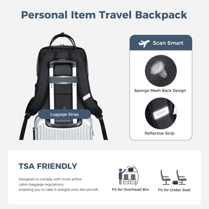 Rucksack Wasserdicht Damen Herren, 15,6 Zoll Leder Laptop Schulrucksack mit Laptopfach, Gross Reiser