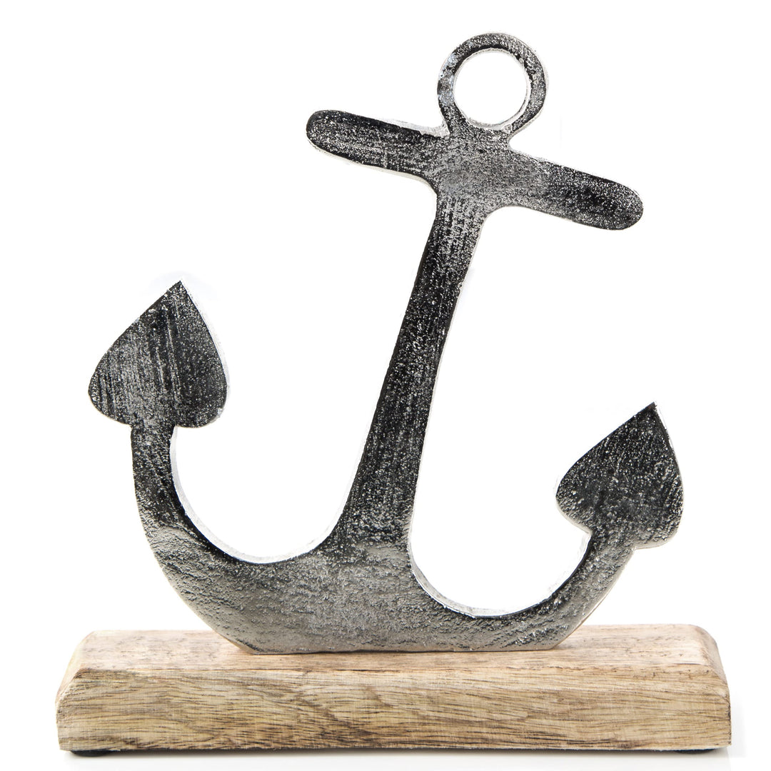 Logbuch-Verlag Deko Anker Metall Holz zum Hinstellen 22 cm Schiffsanker Maritime Dekoration Hochzeit