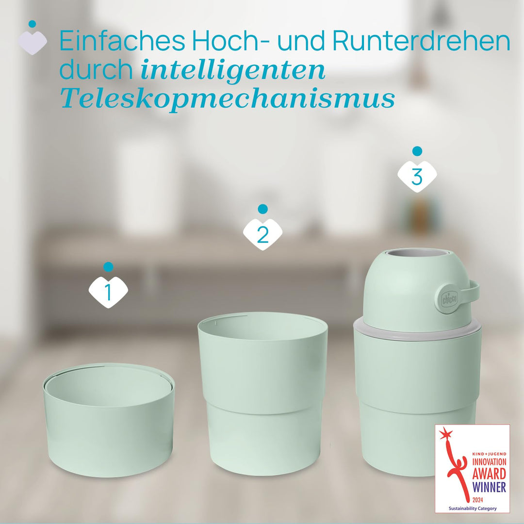Chicco Teleskop-Windeleimer, Geräumig und Praktisch, Kompaktes Design, Kompatibel mit Chicco Odour O