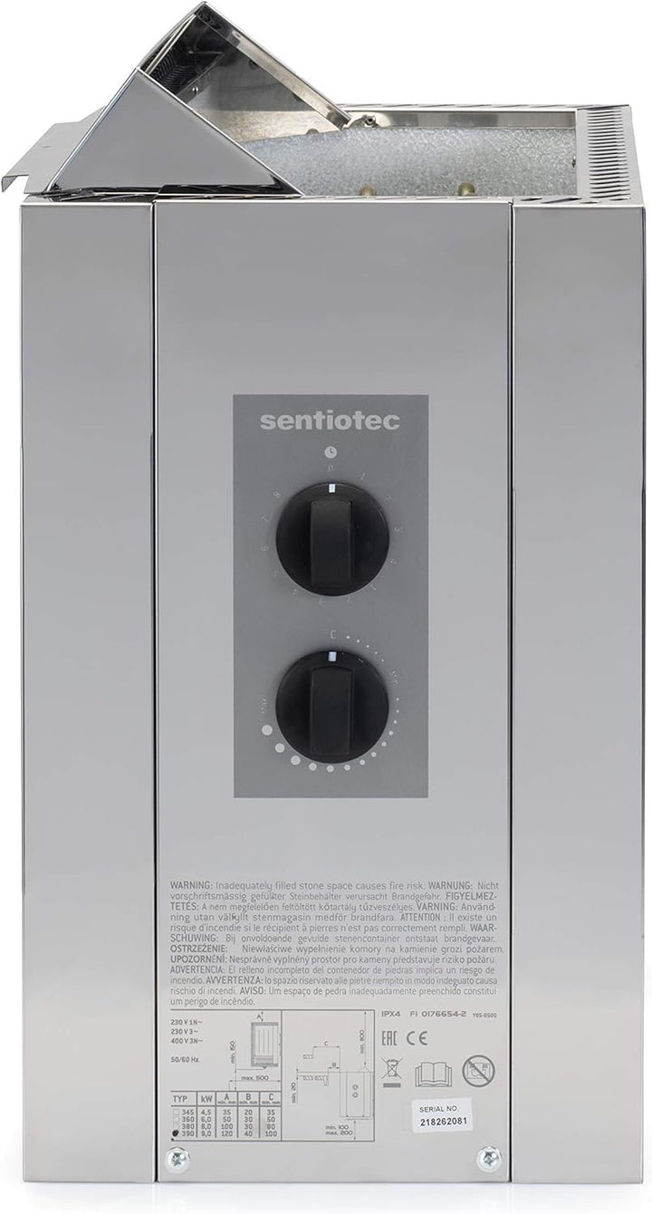 Sentiotec Saunaofen Viking - 6.0 kW, Steuereinheit: Eingebaut