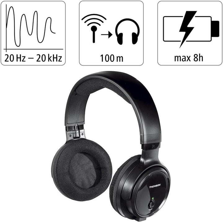 Thomson kabelloser Funk-Kopfhörer mit Ladestation (Over-Ear-Kopfhörer für Fernseher/TV, schnurloser