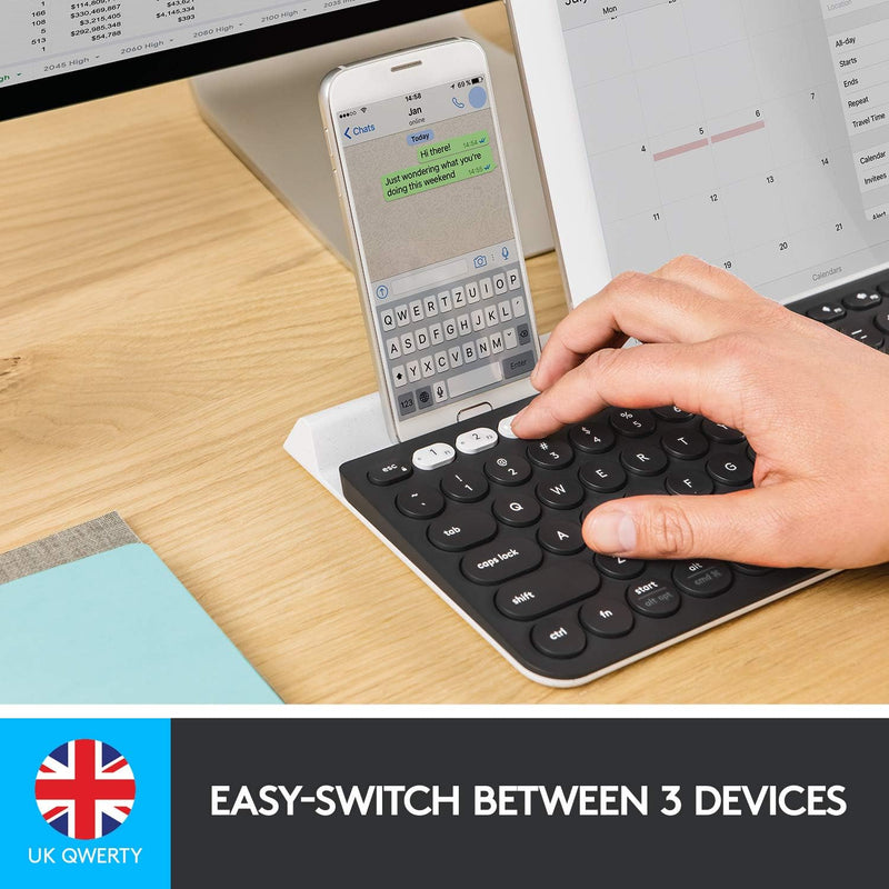 Logitech K780 Kabellose Tastatur, Bluetooth & 2.4 GHz Verbindung, Multi Device & Easy-Switch Feature