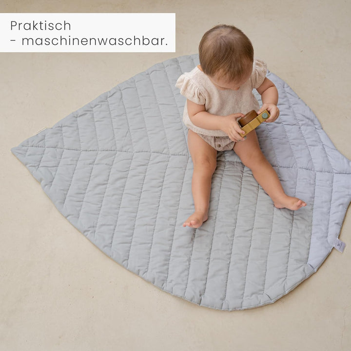 Toddlekind Krabbeldecke für Babys, Blattform, handgenäht, Baby-Spielmatte aus Bio-Baumwolle, 116×87