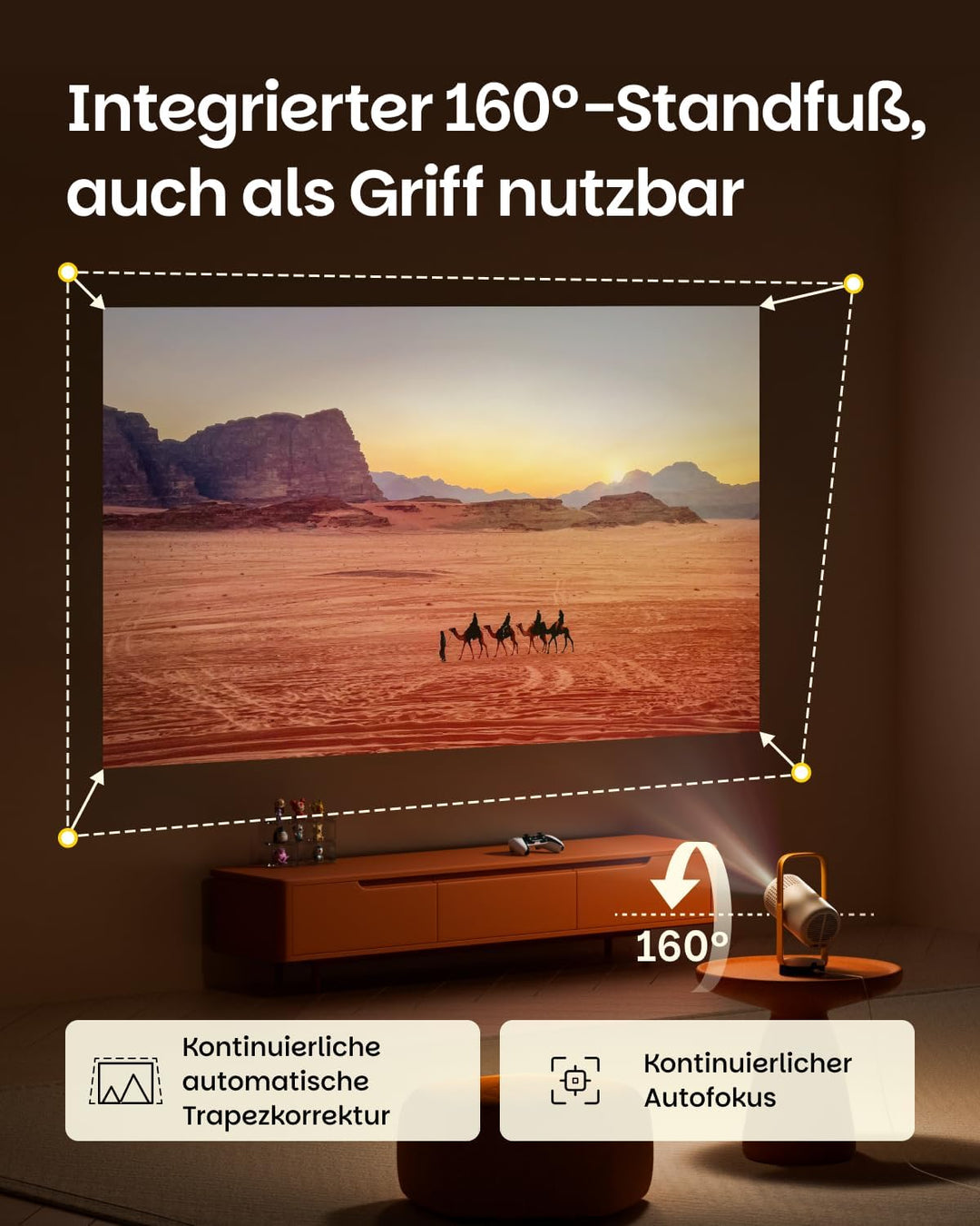 XGIMI Vibe One mit Akku Smarter tragbarer mini Beamer, 1080p-Projektor, Google TV mit Netflix, Sound