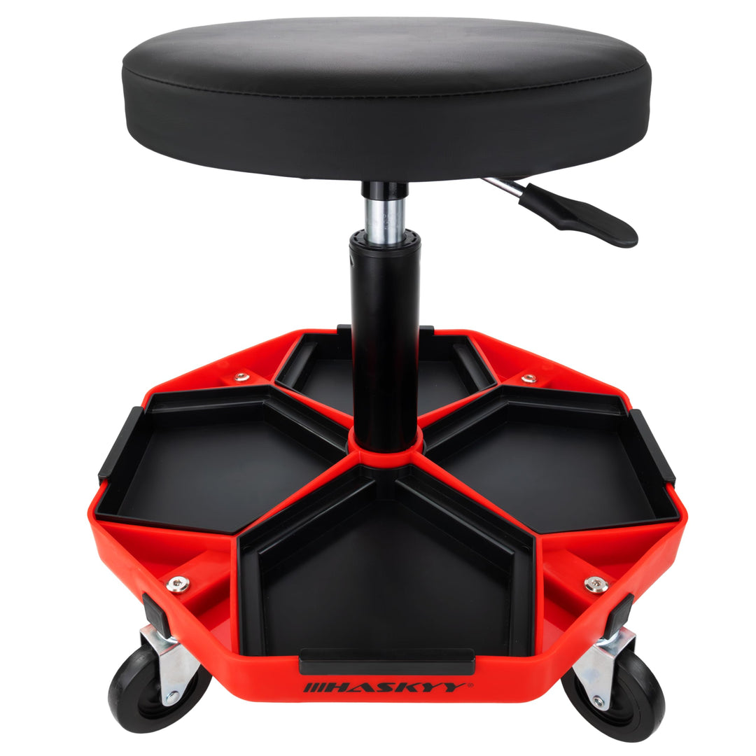 HASKYY Werkstatthocker Arbeitshocker Praxishocker 43-58cm - Bis 150kg belastbar - Gepolsterter Werks