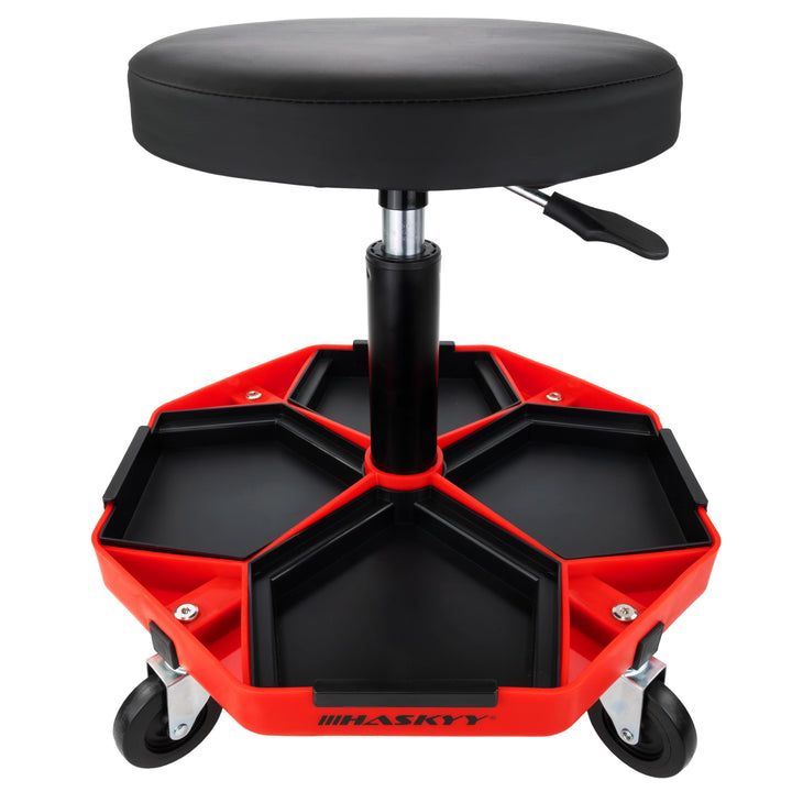 HASKYY Werkstatthocker Arbeitshocker Praxishocker 43-58cm - Bis 150kg belastbar - Gepolsterter Werks