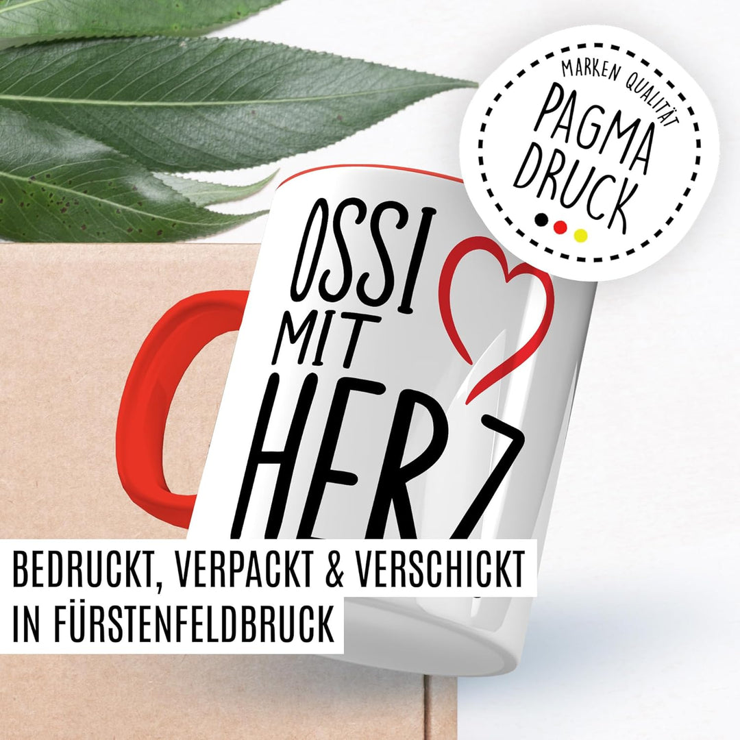 Ostdeutschland Tasse mit Spruch – Geschenk Ossi mit Herz – Kaffeetasse 330ml aus Keramik – DDR Osten
