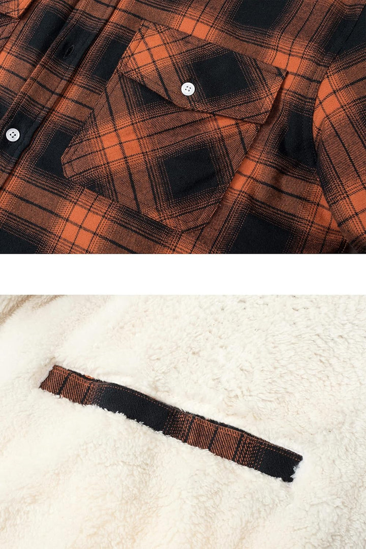 TACVASEN Herren Fleece Thermohemd Warm Flanellhemd Holzfällerhemd Winter Innenfleece Jacke S Orange,
