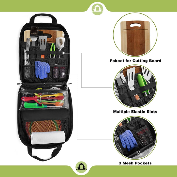 HODRANT Hängende Camp Utensilien Organizer Tasche mit Handtuch Papier Halter, Camp Kitchen Koffer fü