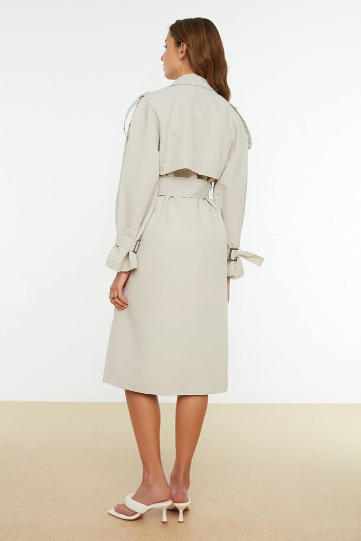 TRENDYOL Trench Coat - Brown - Regular 32 Beige, 32 Beige
