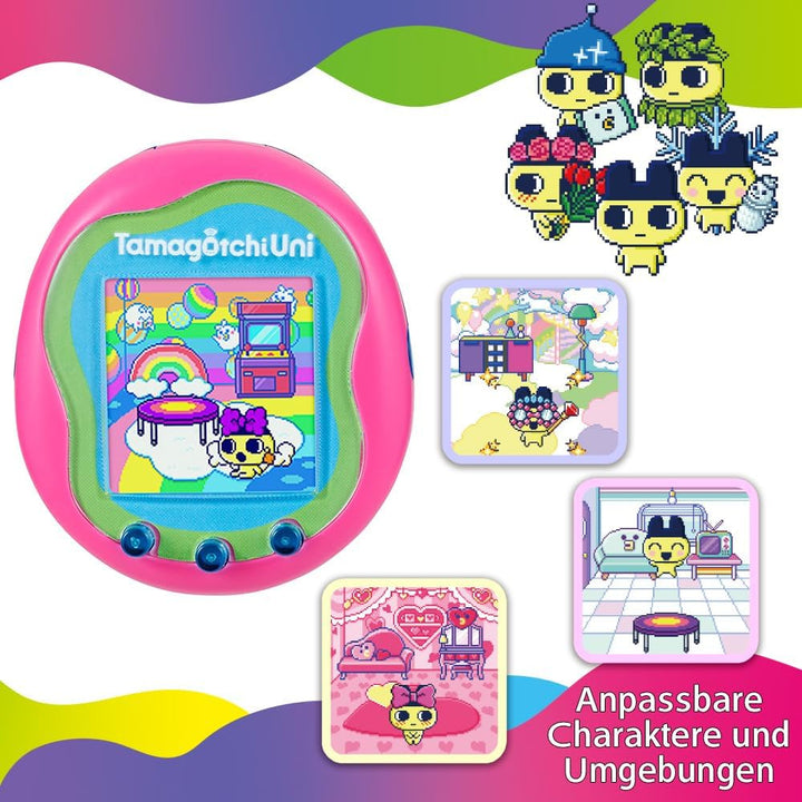 BANDAI - Tamagotchi Uni - Verbindungsfähiges Tamagotchi mit Armbanduhr - Virtuelles Haustier - Rosa