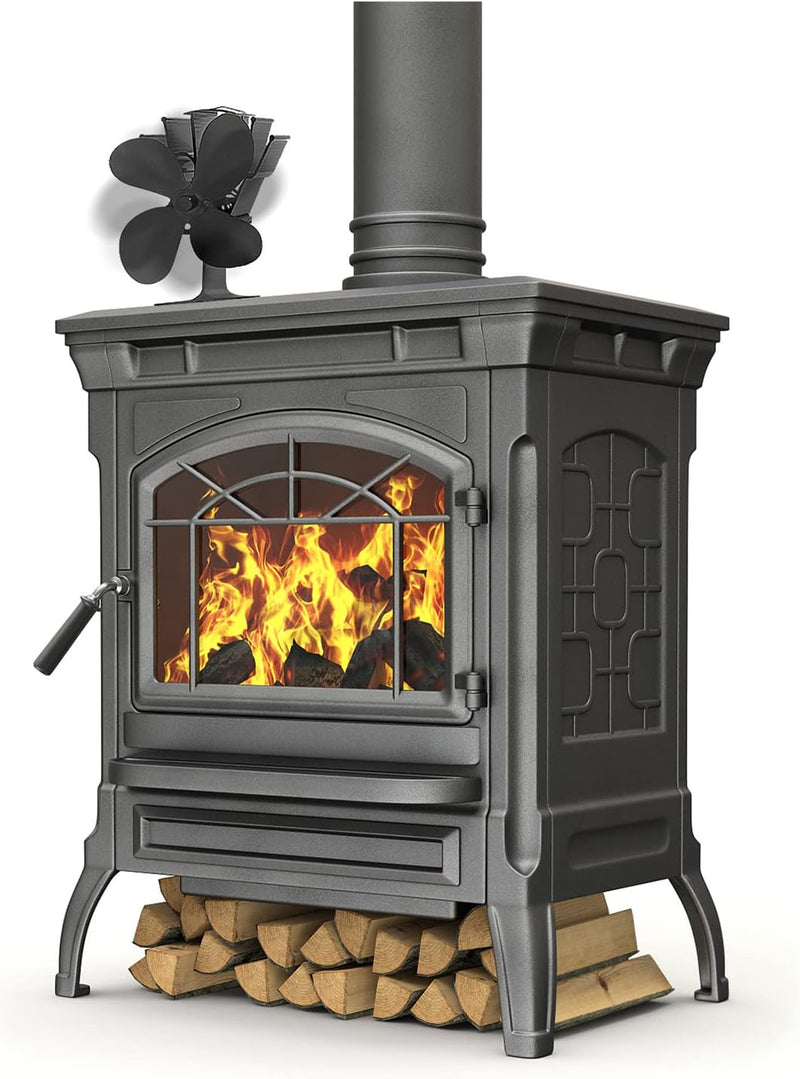 YARDIN Ofenventilator Kaminventilator ohne Strom, Leiser Kamin Ventilator für Kaminofen Holzöfen Feu