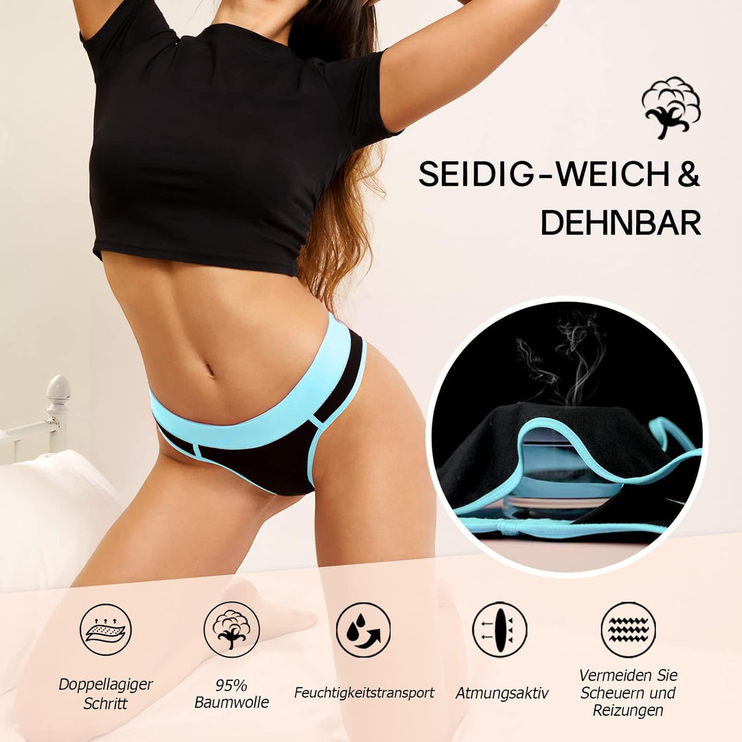 PHOLEEY 5er Pack Slips Damen Baumwolle Unterhosen Unterwäsche Frauen Atmungsaktiv Weich Bequem Slip