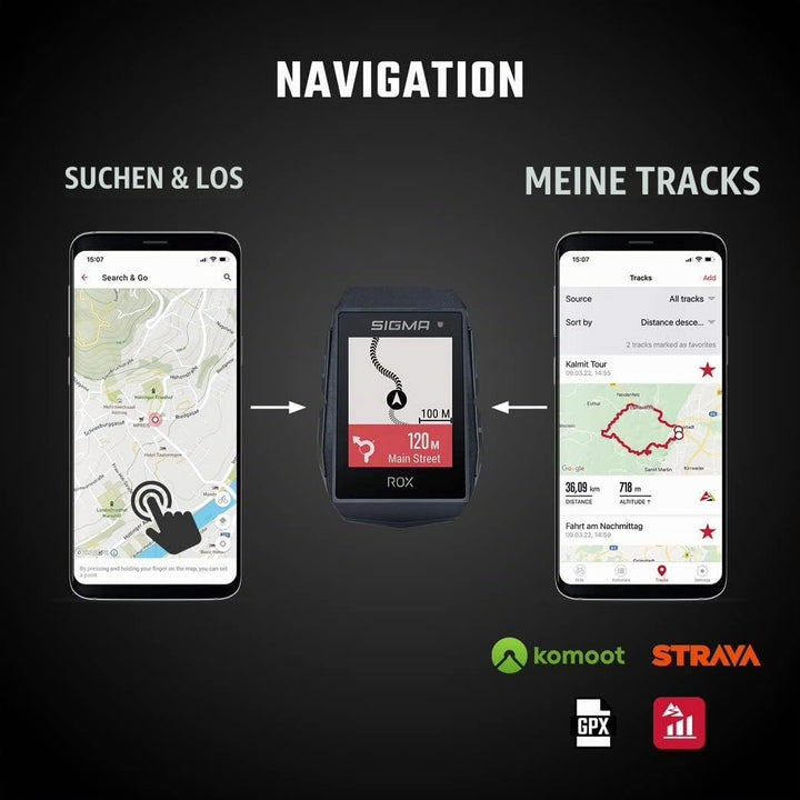 SIGMA SPORT ROX 11.1 EVO White HR Set | Fahrradcomputer kabellos GPS &amp; Navigation inkl. Short Butler