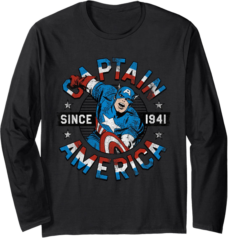 Marvel Avengers Vintage Captain America Comic Hero Since 41 Langarmshirt