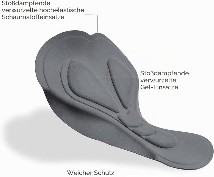 Lo.gas Damen Radhose 3D Gel gepolsterte Trägerhose mit breitem Bund für Radfahren, Spinning, Rennrad