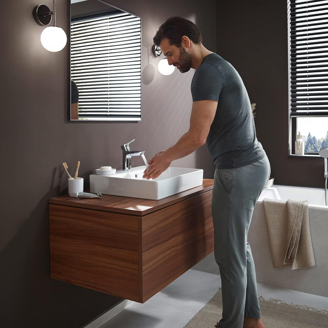 hansgrohe Waschtischarmatur MyCube, Wasserhahn Bad mit Auslauf Höhe 100 mm, mit Zugstange, Badarmatu
