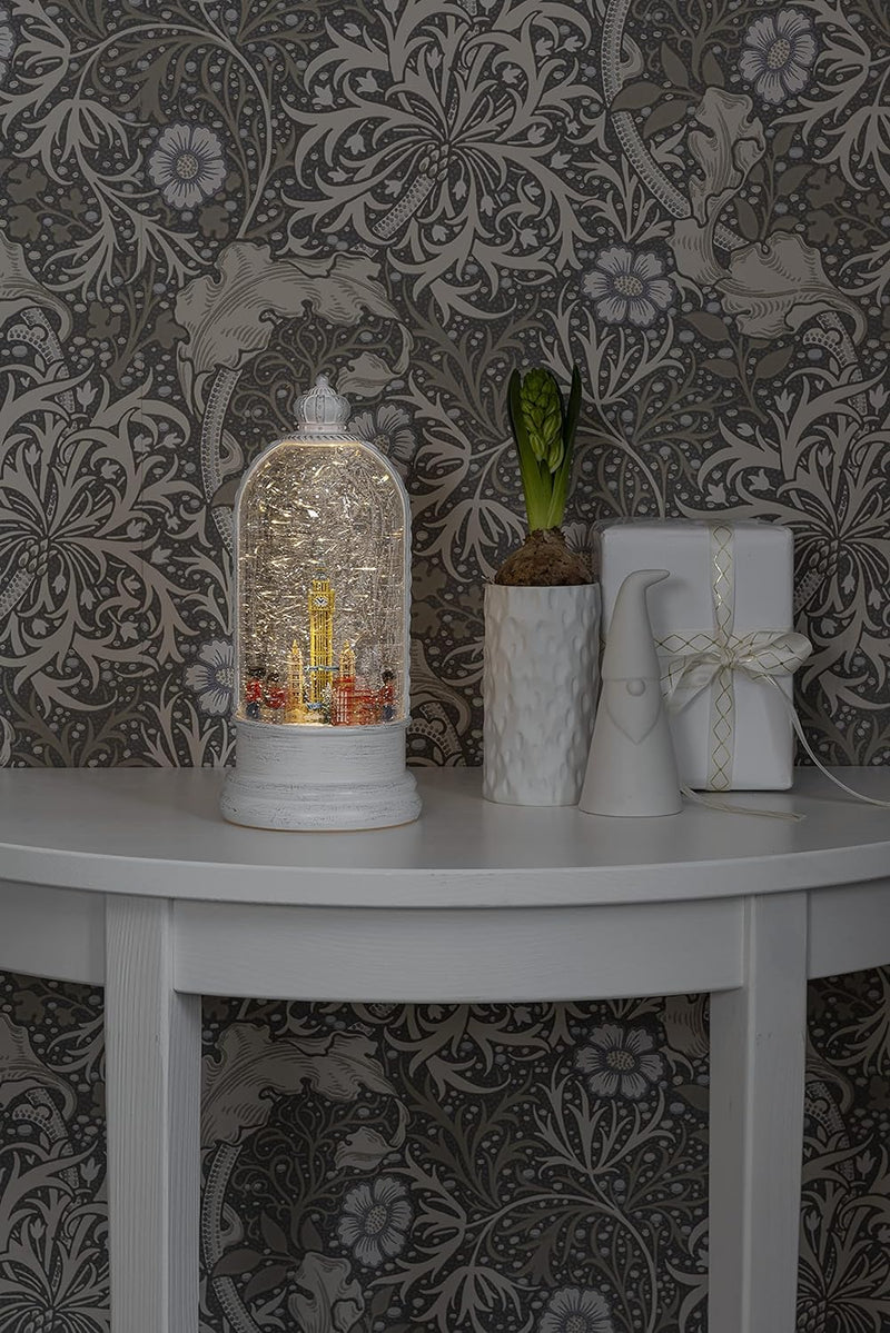Konstsmide LED Wasserlaterne, weiss, London Szene", rotierend, mit an/aus Schalter, 5h Timer, 1 warm