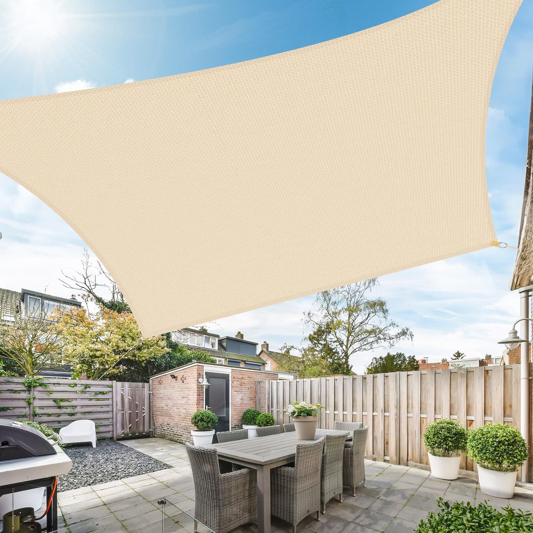 Duerer Sonnensegel 3.6x4.8m Rechteckig Sonnenschutz Garten Balkon und Terrasse, 95% UV Schutz, 185g/