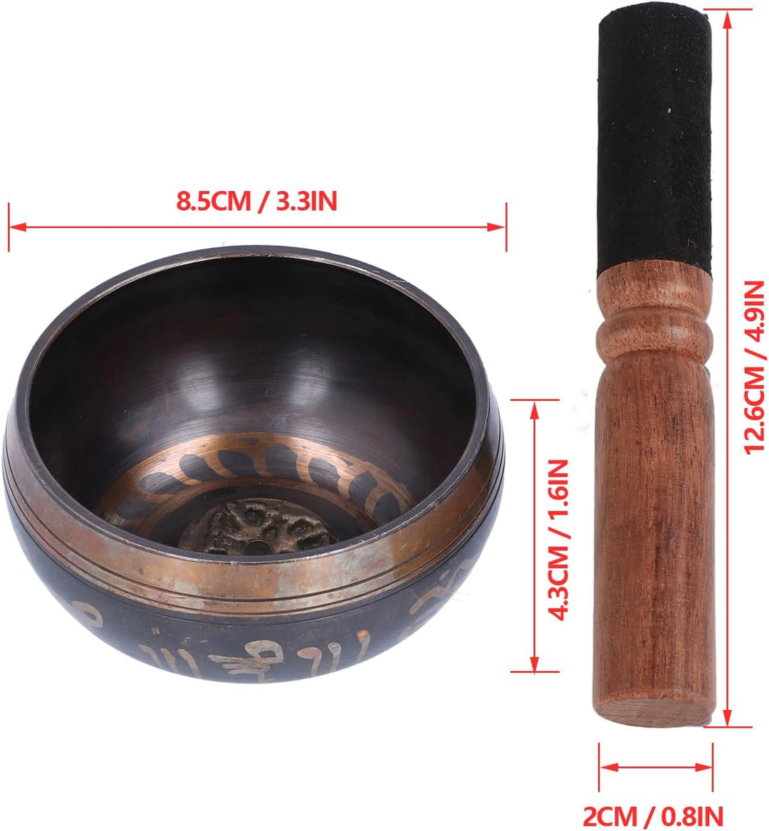 Tibetisches Klangschalen Set, Handgefertigte Meditations Buddha Klangschale, Zen Dekor für Yoga Medi