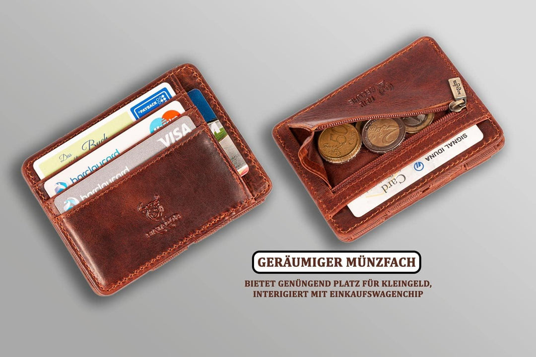 MATADOR Magic Slim Wallet Herren Leder Kreditkartenetui mit Münzfach | Karten Geldbeutel Geldtasche