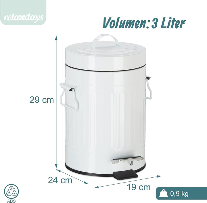 Relaxdays Treteimer Vintage, Abfalleimer für Küche oder Bad, aus Metall, mit Tretfunktion, Kosmetike